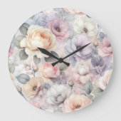 Grande Horloge Ronde Élégante floraison Rose (Recto)
