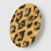 Grande Horloge Ronde Élégante fourrure de léopard avec cadran or Horlog (Angle)