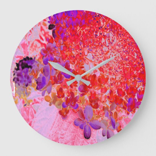 Grande Horloge Ronde Élégante Hydrangée violette et orange Limelight (Recto)