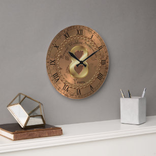 Grande Horloge Ronde Elégante idée cadeau du 8e anniversaire de bronze