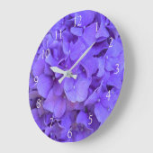 Grande Horloge Ronde Elégante lavande violette lilas hydrangées florale (Angle)