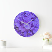 Grande Horloge Ronde Elégante lavande violette lilas hydrangées florale (Maison)