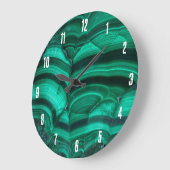 Grande Horloge Ronde Elégante Pierre de cristal de malachite verte tend (Angle)