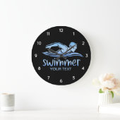 Grande Horloge Ronde Elégante piscine Bleu Blanc Eau (Maison)