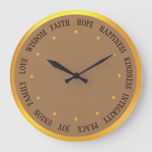 Grande Horloge Ronde Élégantes bonnes ondes or et beige