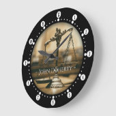 Grande Horloge Ronde Élégantes échelles de justice | Nom des avocats (Angle)