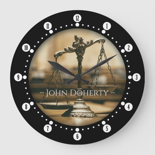 Grande Horloge Ronde Élégantes échelles de justice | Nom des avocats (Recto)
