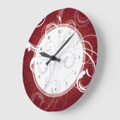 Grande Horloge Ronde Élégantes perruques rouges Damask (Angle)