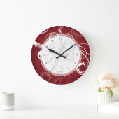 Grande Horloge Ronde Élégantes perruques rouges Damask (Maison)