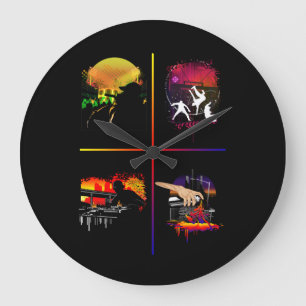 Grande Horloge Ronde Éléments de Hip Hop Art mural MC DJ Breakdance