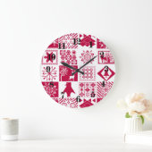 Grande Horloge Ronde Eléments de Noël sans couture flocon géométrique (Maison)
