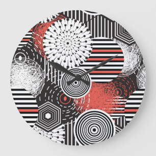 Grande Horloge Ronde Éléments d'illustration Abstraite Vintage graphiqu