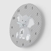 Grande Horloge Ronde Éléphant à monogramme excitant à pois (Angle)