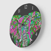 Grande Horloge Ronde Eléphant coloré (Angle)