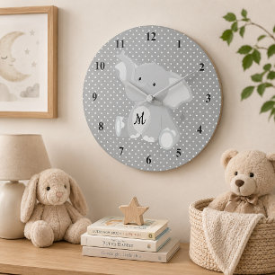 Grande Horloge Ronde Éléphant de monogramme excitant à pois