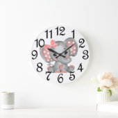 Grande Horloge Ronde Eléphant de petite fille (Maison)