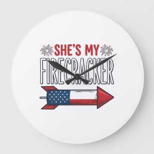 Grande Horloge Ronde Elle est mon pétard Création de couple patriotique