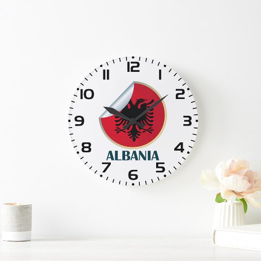 Grande Horloge Ronde Emblème d'aigle à tête double en Albanie