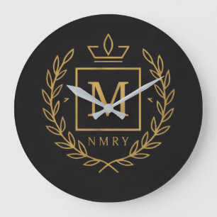 Grande Horloge Ronde "Emblème Royal NMKY – Monogramme M Dessin de Crête