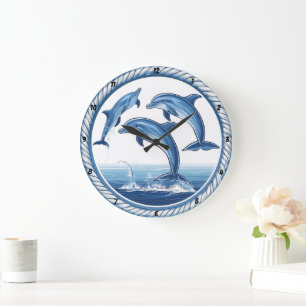 Grande Horloge Ronde Embrace du dauphin" - corde nautique