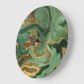 Grande Horloge Ronde Emerald Elegance : Gold Marble Luxe (Angle)
