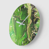 Grande Horloge Ronde Emerald Green Black Gold Abstrait sans chiffres (Angle)