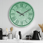 Grande Horloge Ronde Emerald Green Parties scintillant Roman Numéros Ét<br><div class="desc">Emerald Green Parties scintillant Roman Numérique Étincelle Girl Grande horloge</div>
