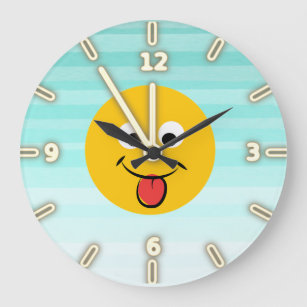 Grande Horloge Ronde Emoji heureux adorable Visage-Est heureux toujours