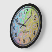 Grande Horloge Ronde Empreinte de léopard Abstrait Rustique (Angle)