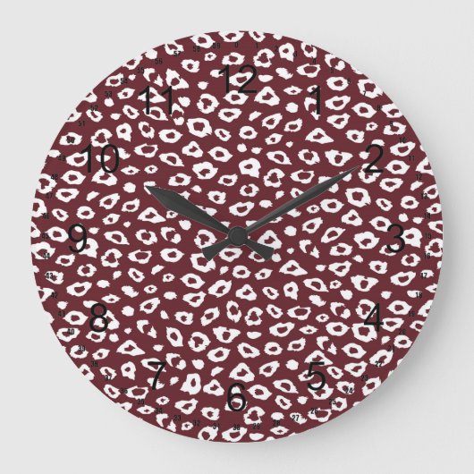 Grande Horloge Ronde Empreinte de léopard rouge (Recto)