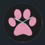 Grande Horloge Ronde Empreinte de patte<br><div class="desc">Amusant design Empreinte de patte pour amoureux des animaux!</div>