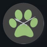 Grande Horloge Ronde Empreinte de patte<br><div class="desc">Amusant design Empreinte de patte pour amoureux des animaux!</div>