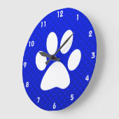 Grande Horloge Ronde Empreinte de patte bleu (Angle)