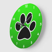 Grande Horloge Ronde Empreinte de patte vert (Angle)