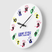 Grande Horloge Ronde Empreinte Personnalisée (Angle)