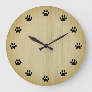 Grande Horloge Ronde Empreintes de patte noires sous forme de nombres F