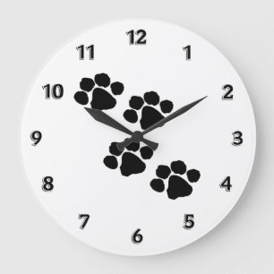 Grande Horloge Ronde Empreintes de pattes animaux