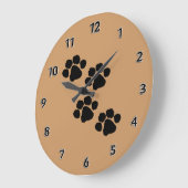 Grande Horloge Ronde Empreintes de pattes animaux (Angle)