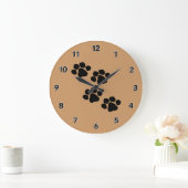 Grande Horloge Ronde Empreintes de pattes animaux (Maison)