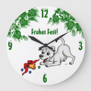 Grande Horloge Ronde en allemand, Noël avec Chipe Cloche et Ball