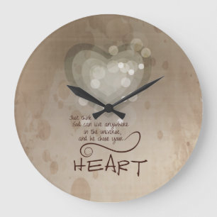 Grande Horloge Ronde Encouragement religieux de coeur, grunge