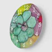 Grande horloge ronde "Encre Fleurs" (Angle)