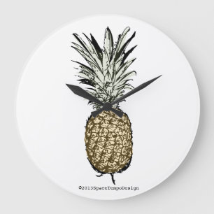 Grande Horloge Ronde Encre/peinture de chance d'ananas