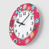 Grande Horloge Ronde Enfant à fleurs (Angle)