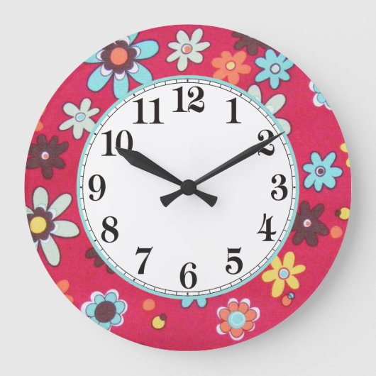 Grande Horloge Ronde Enfant à fleurs (Recto)