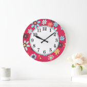 Grande Horloge Ronde Enfant à fleurs (Maison)