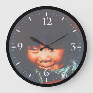Grande Horloge Ronde Enfant esquimau vintage USA Alaska