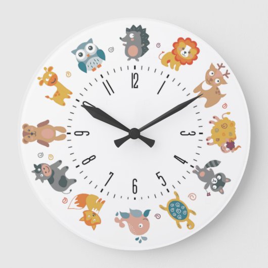 Grande Horloge Ronde Enfants animaux (Recto)