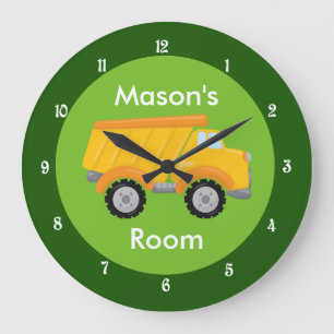 Grande Horloge Ronde Enfants Construction Véhicule Cute Custom Enfants