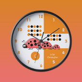 Grande Horloge Ronde Enfants d'Orange et de Blanc de nom